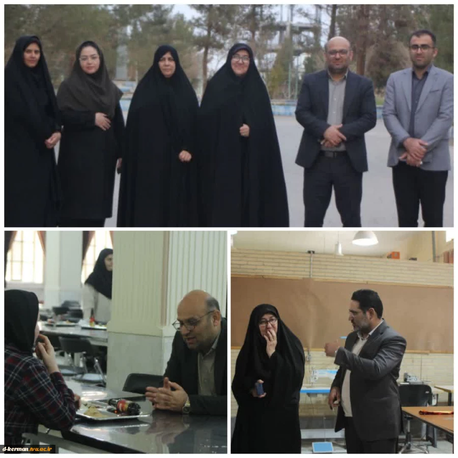 جمعی از مسئولان سازمان مرکزی دانشگاه ملی مهارت روز چهارشنبه ۱۲ آذرماه ۱۴۰۴ طی سفر یک‌روزه به کرمان از بخش‌های مختلف آموزشکده دختران کرمان بازدید بعمل آوردند. 5